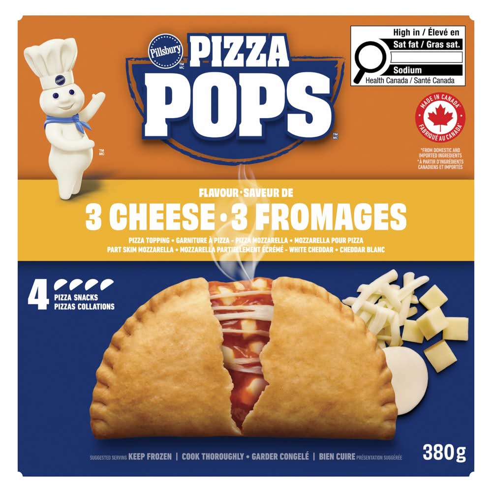 Pillsbury Pizza Pops Snacks, 3 Cheese (380 g, 4 ct)