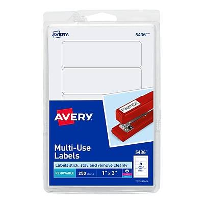 Avery Laser/Inkjet Multipurpose Labels, 1 x 3, White, 5 Labels/Sheet, 50 Sheets/Pack (5436)
