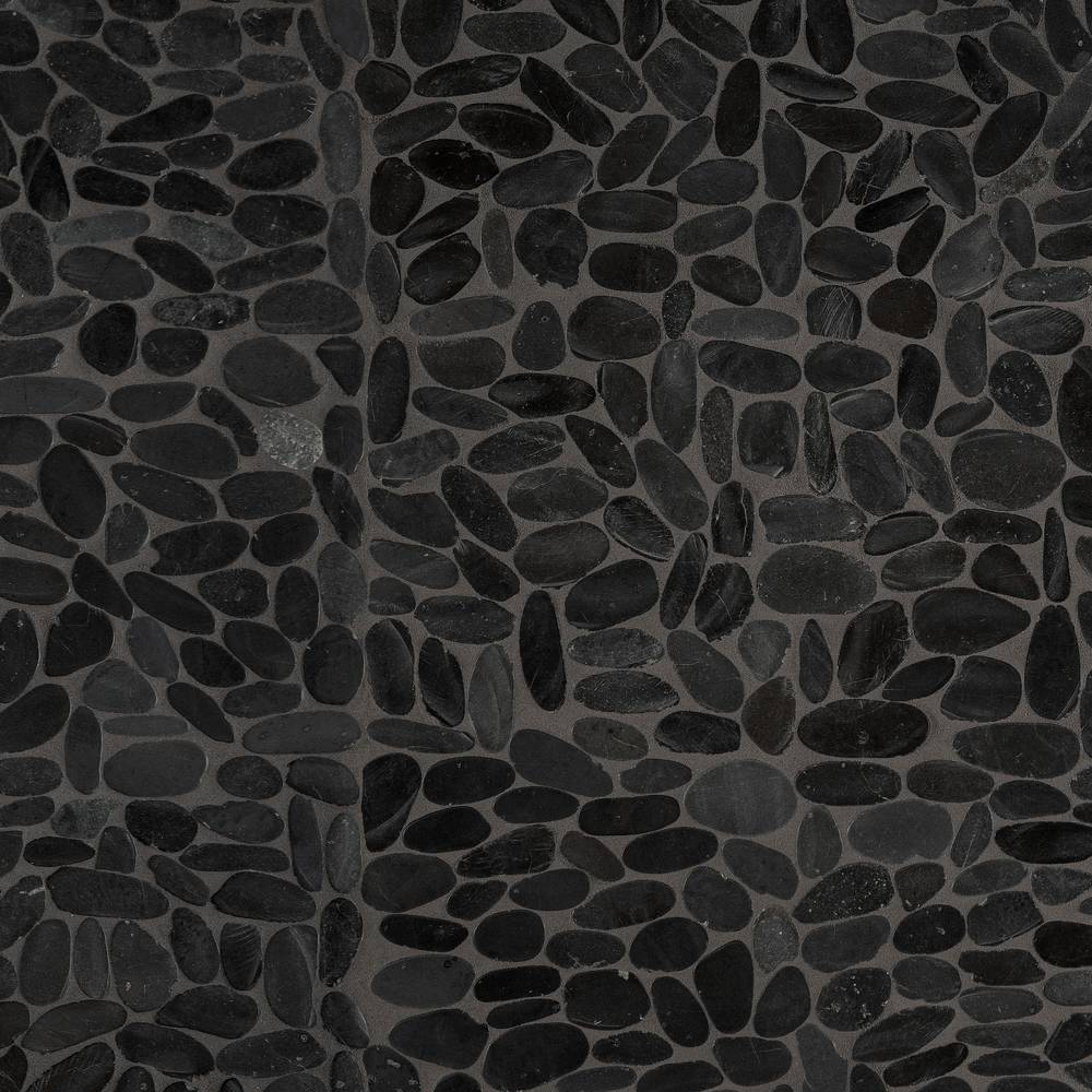 Satori River Rock Black 12-in x 12-in Natural Stone Marble Pebble Floor and Wall Tile (0.96-sq. ft/ Piece) | 20-738