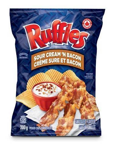Ruffles Potato Chips, Sour Cream-Bacon (220 g)