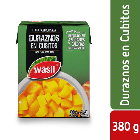 Wasil - Duraznos en cubitos - Caja 380 g