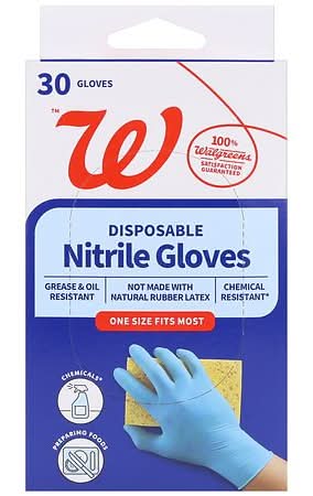 Walgreens Disposable Nitrile Gloves, One Size (30 ct)