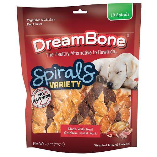 DreamBone Spirals Variety Pack Rawhide Free - 7.3 oz