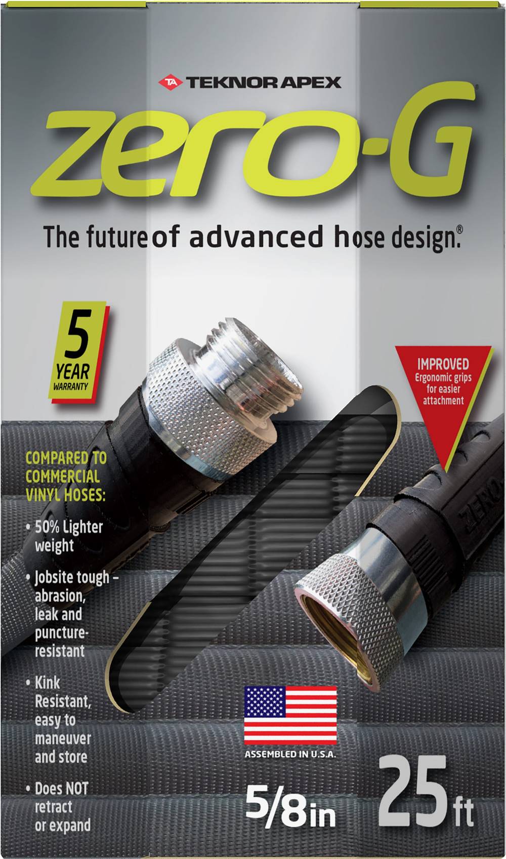 Zero-G Teknor Apex 5/8-in x 25-Feet Premium -Duty Kink Free Woven Gray Standard Hose | 4001-25