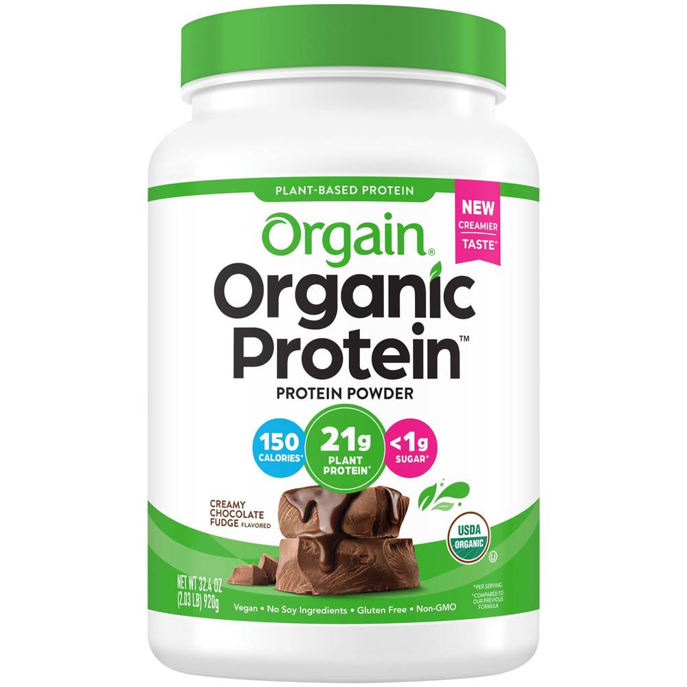 Orgain Organic Protein Plant Based Powder, Creamy Chocolate Fudge (32.48 oz)