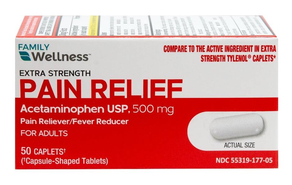 Family Wellness Extra Strength Acetaminophen Caplets 500 mg (50 ct)