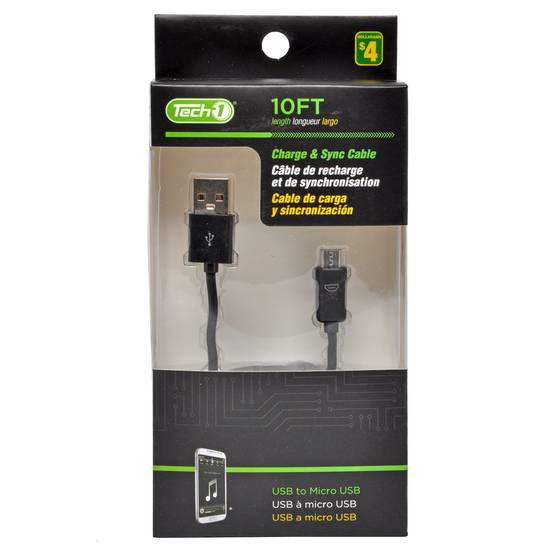 Tech1 Usb-Micro Usb Cable (Assorted Colours) (10')