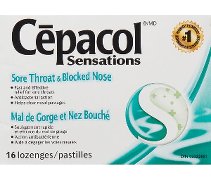 Cepacol Sensations Sore Throat Blocked Nose Lozenges (16 ct)