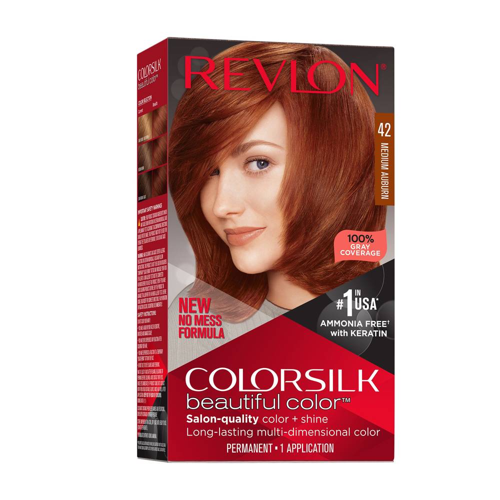 Revlon Colorsilk Beautiful Color Permanent Hair Color, 042 Medium Auburn