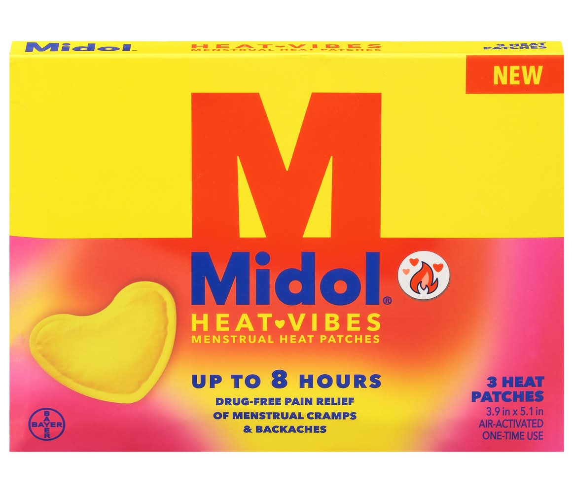 Midol Heat Vibes Menstrual Heat Patches, 3.9x5.1 in (3 ct)