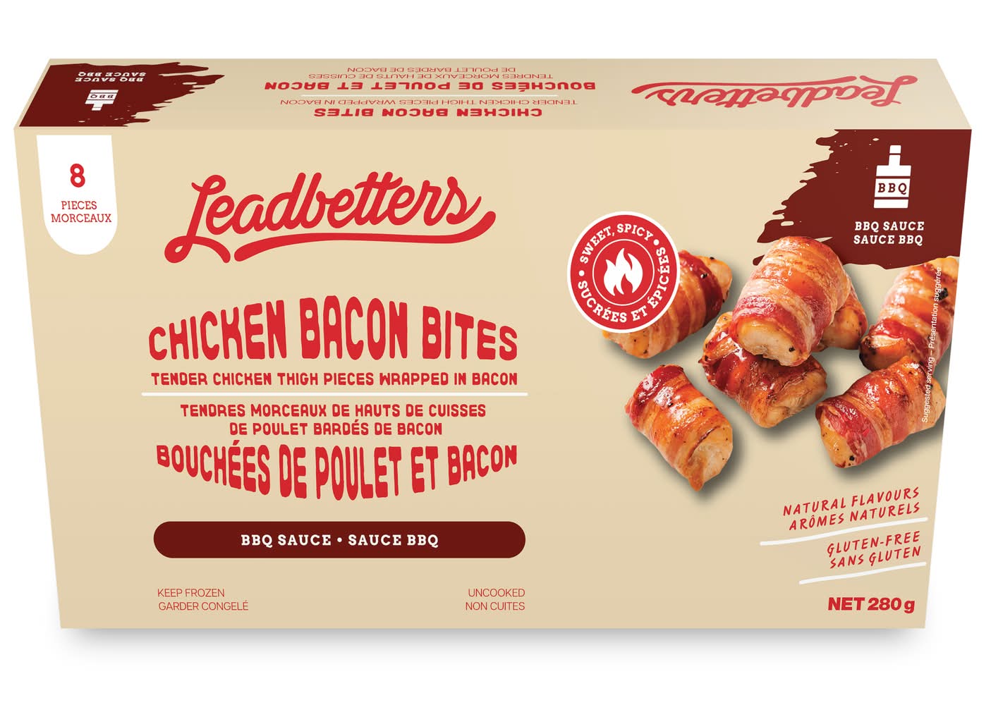 Order Leadbetters Bouchées de poulet au bacon avec sauce bbq