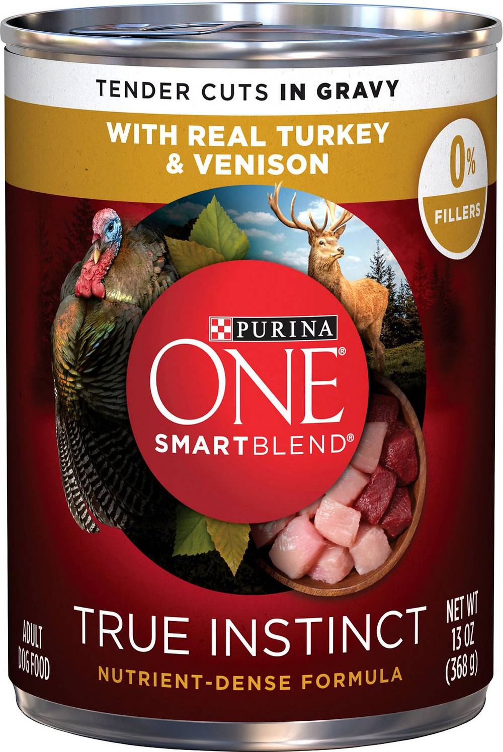 Nestle Purina Purina One Smart Blend True Instinct Wet Dog Food - Adult Real Turkey & Venison - 13oz Can - Immune Health & Game Protein - Pet Food | 001780017584