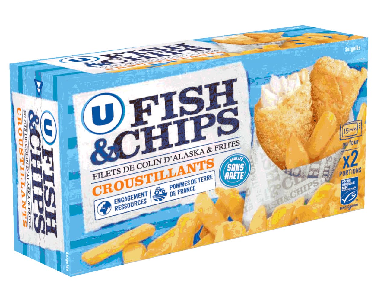 Les Produits U - Fish and chips (550g)