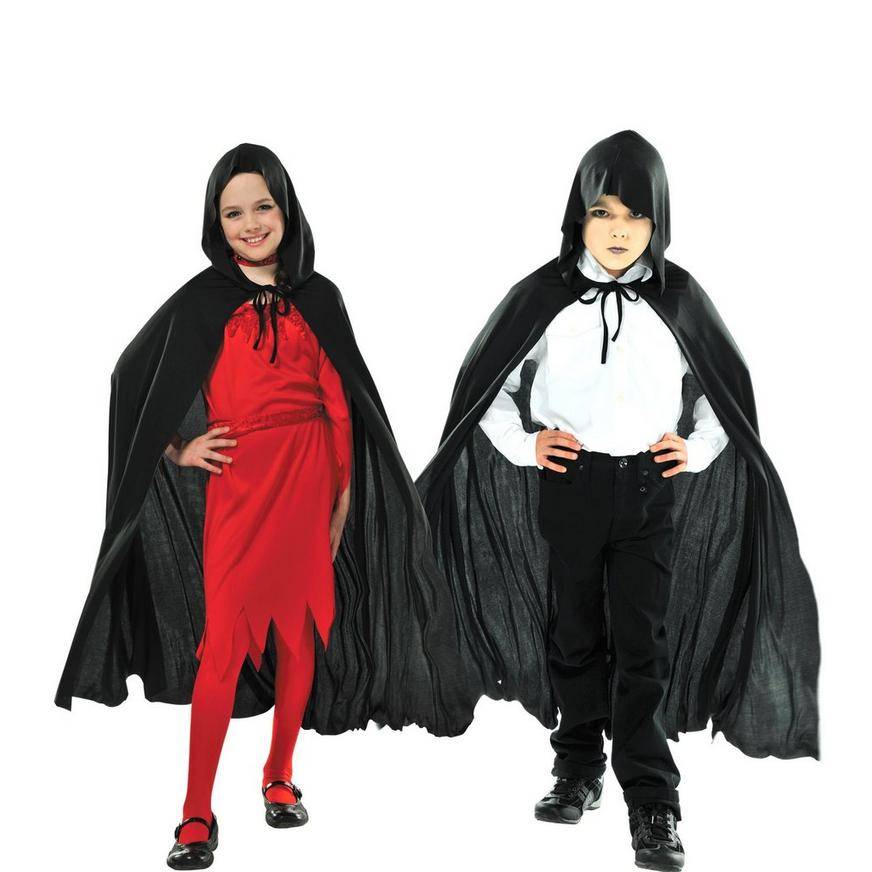 Kids' Black Hooded Cape