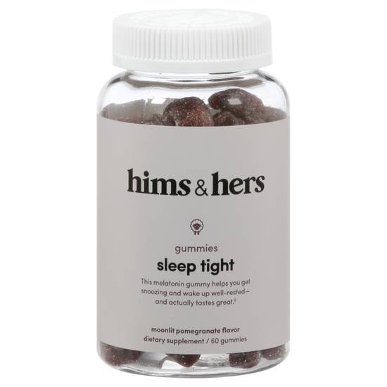Hims & Hers Moonlit Pomegranate Flavor Sleep Tight Gummies 60 Ea