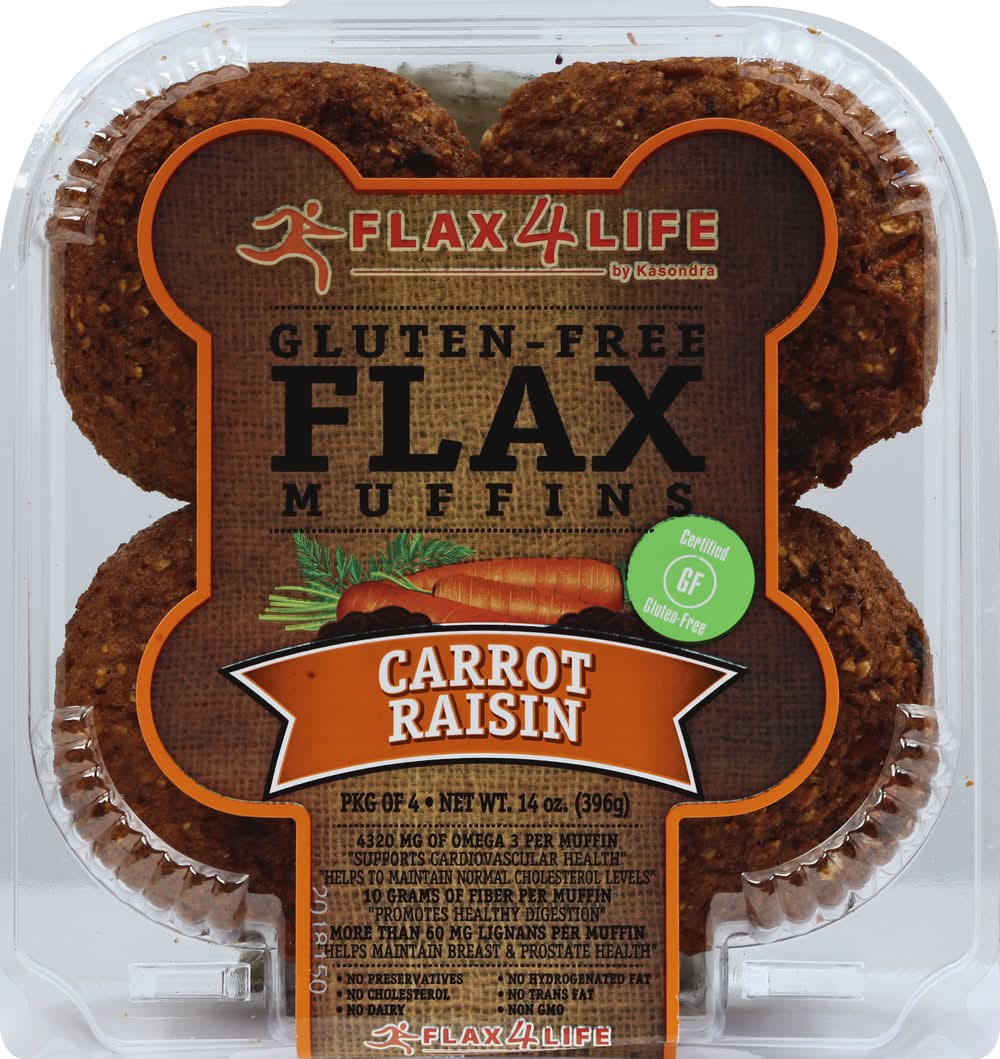 Flax4Life Gluten-Free Flax Carrot Raisin Muffins (14 oz)