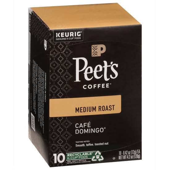 Peet's Coffee Cafe Domingo Medium Roast Coffee K-Cup Pods (10 ct, 0.42 oz)