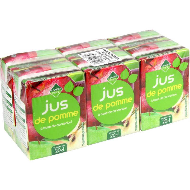 Leader Price - Jus de fruit, pomme (6 x 200ml)