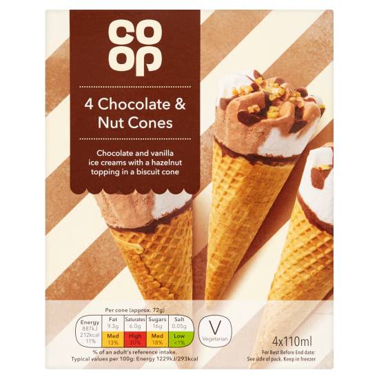 Co-Op Chocolate & Nut Cones 4x110ml