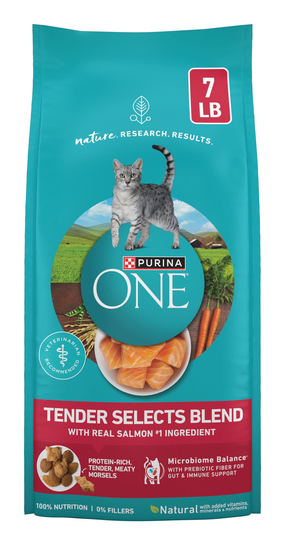 Purina One Natural Tender Selects Blend Dry Cat Food, Salmon, Adult (7 lbs)