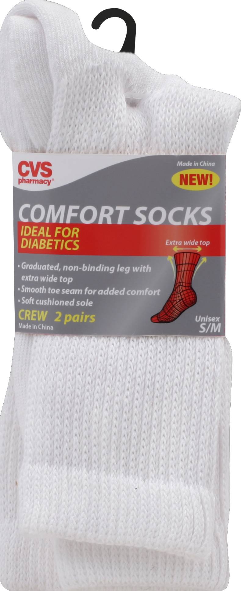 CVS Pharmacy Socks, S/M, White (2 ct)