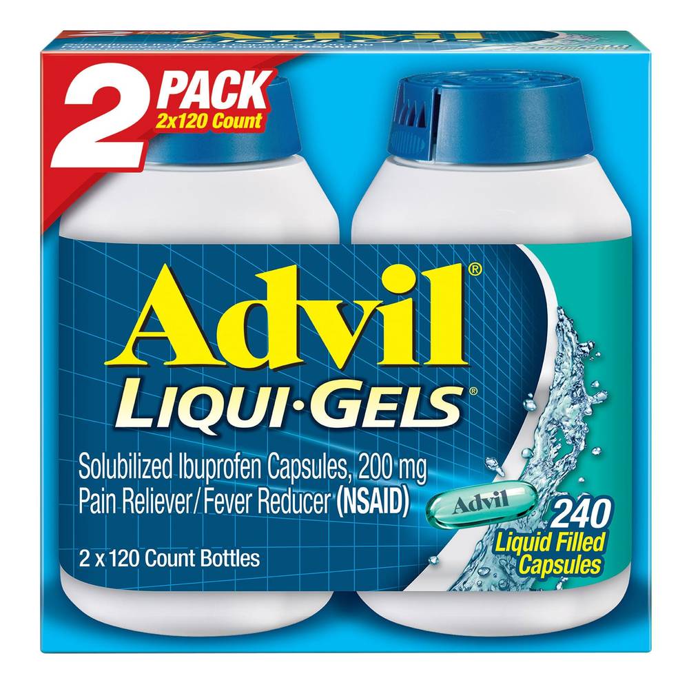 Advil Liqui-Gels Ibuprofen 200 mg., Pain Reliever/Fever Reducer, 240 Capsules