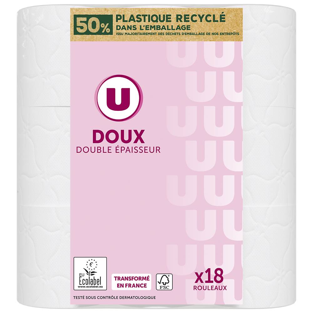 Produit U - Papier toilette doux blanc 2 plis  (18 pièces)