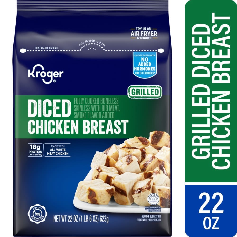 Kroger Fully Cooked Frozen Boneless Skinless Grilled Chicken Breast Dices (22 oz)