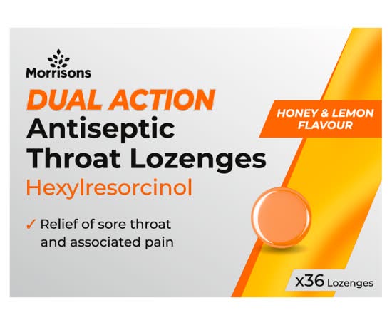 Morrisons Honey & Lemon, Antiseptic Throat Lozenges (36 pack)
