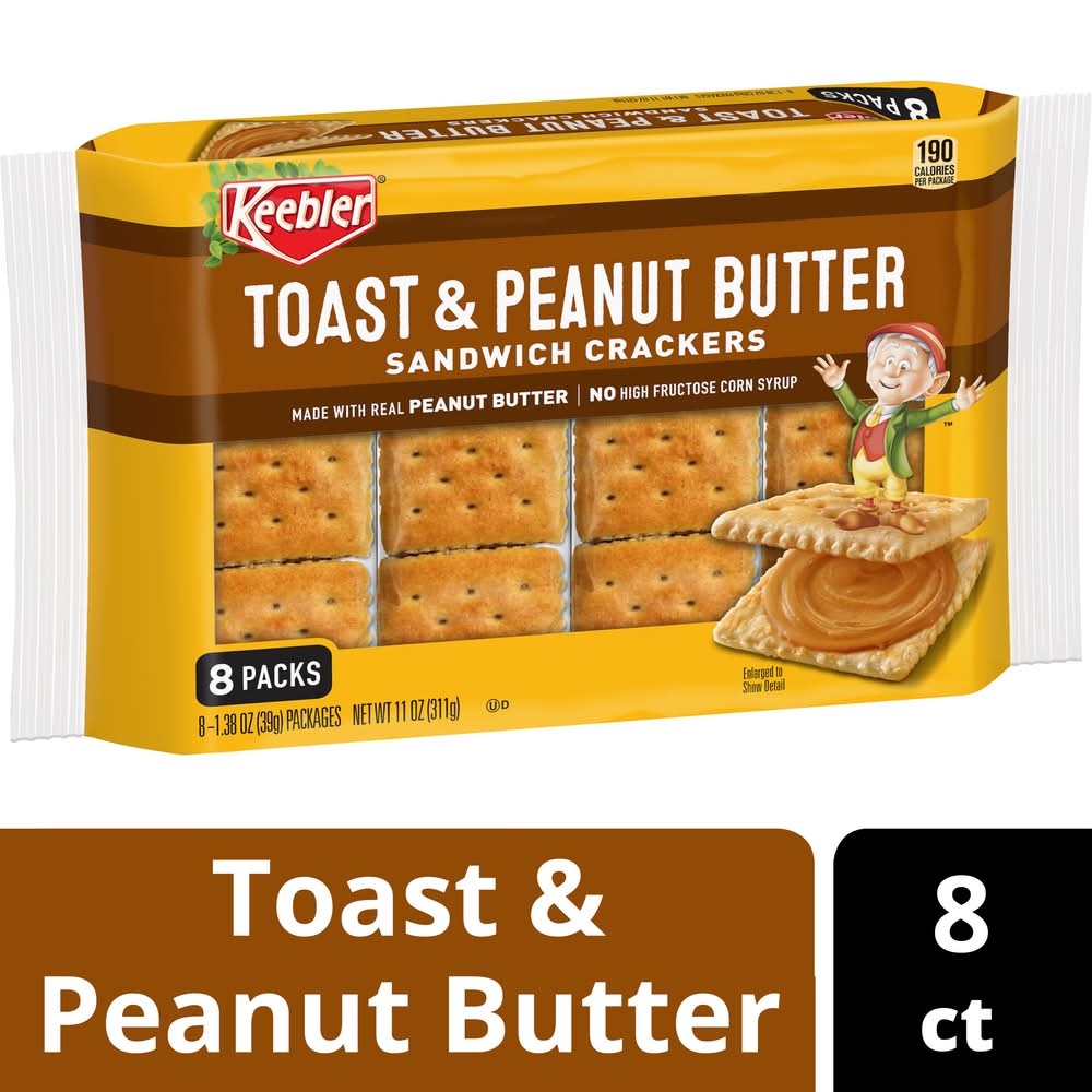 Keebler Sandwich Crackers, Toast & Peanut Butter (8 x 1.38 oz)