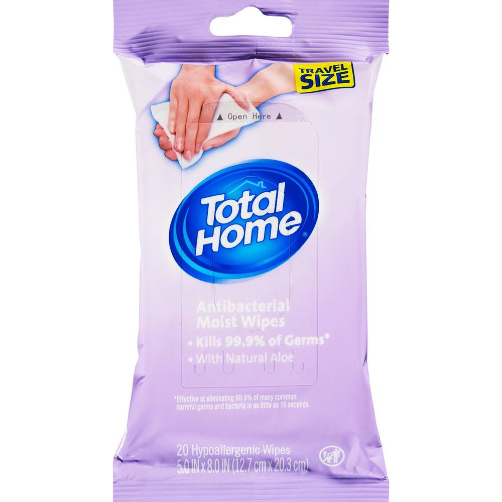 Total Home Anti-Bacterial Unscented Resealable Wipes, 20 ct