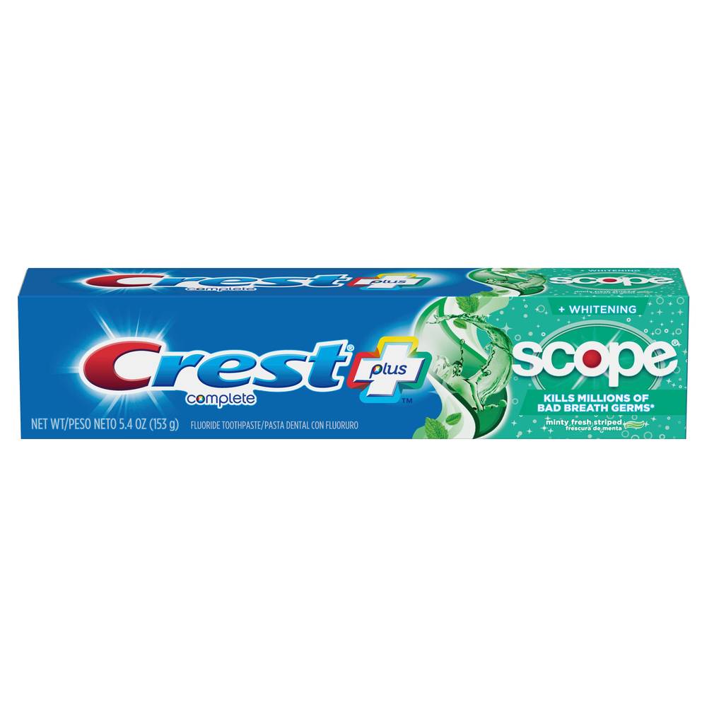 Crest Complete plus Scope Whitening Fluoride Toothpaste, Minty Fresh, 5.4 OZ