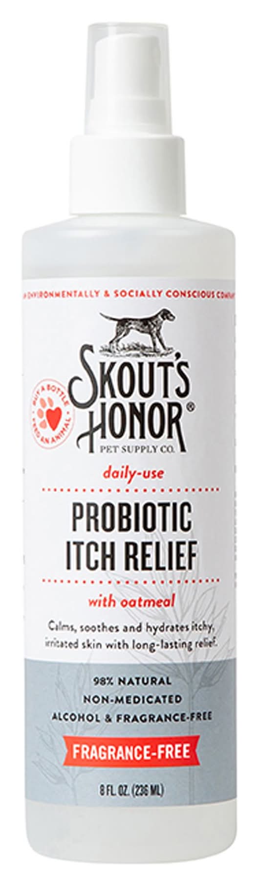 Skout's Honor® Probiotic Itch Relief Dog Spray - Fragrance Free 16oz (Size: 8 Fl Oz)