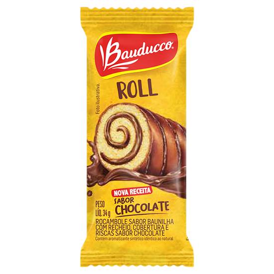 Bauducco bolo de baunilha roll com recheio de chocolate (34g)