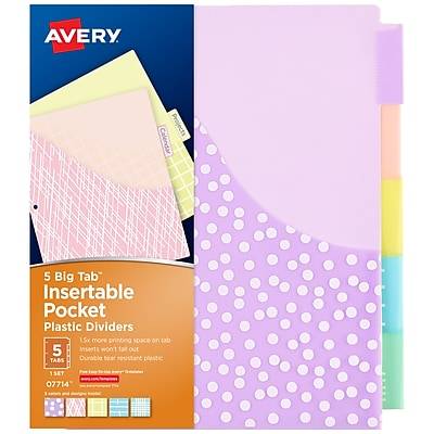 Avery Big Tab Insertable Plastic Dividers With Pocket (8.5" x 11"/multicolor)