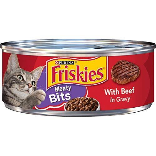 Purina Friskies Gravy Wet Cat Food Meaty Bits with Beef in Gravy Can