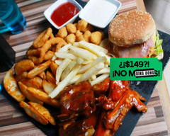 Alitas y hamburguesas al Carbón