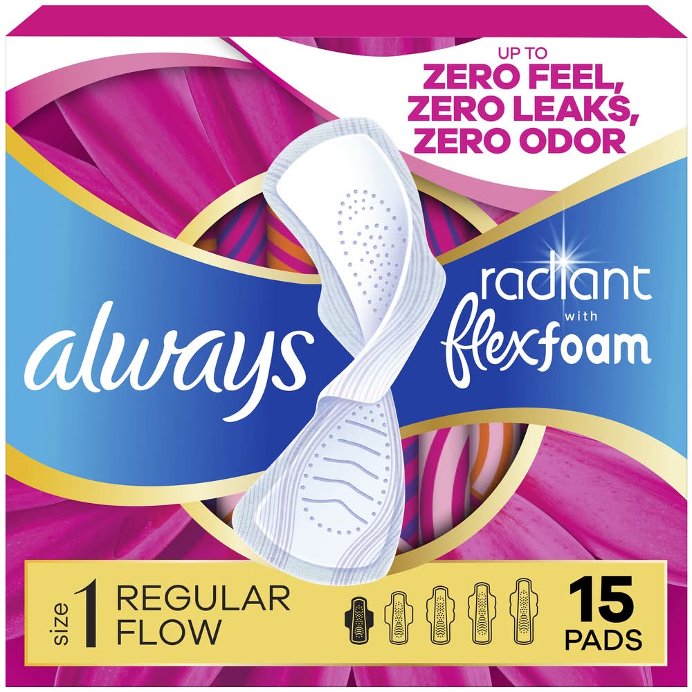 Always Radiant Regular Absorbency Scented Pads (4.8 oz, 15 ct)