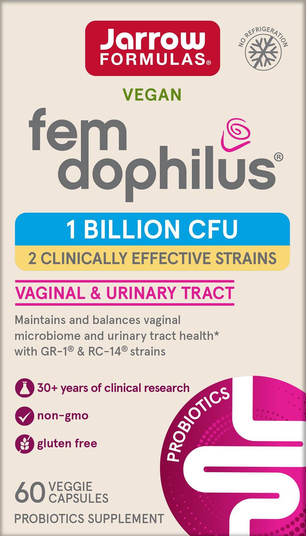 Jarrow Formulas Fem-Dophilus1 Billion Cfu Vaginal and Urinary Tract Health Capsules