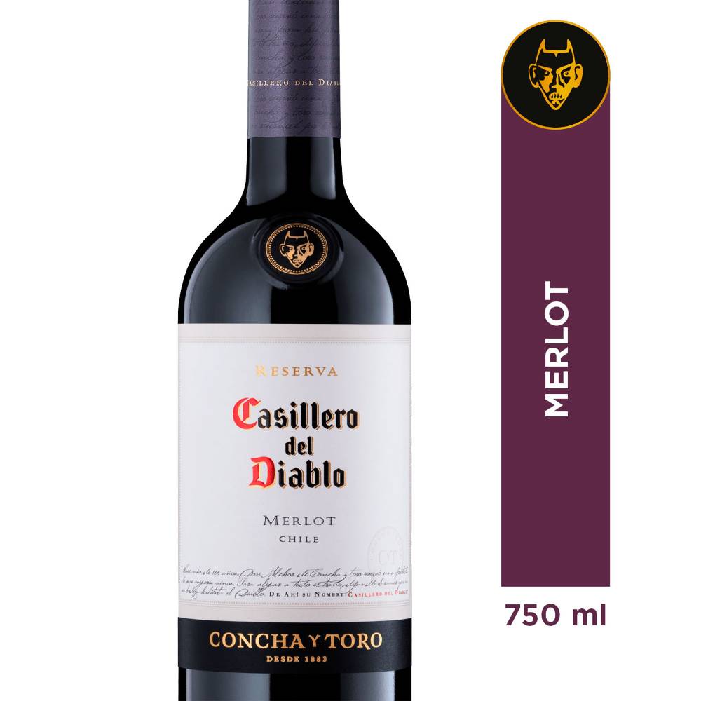 Casillero del diablo vino merlot reserva (botella 750 ml)