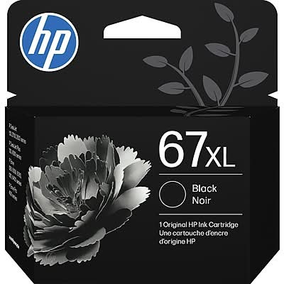 HP 67XL Black High Yield Ink Cartridge, Prints Up to 240 Pages (3YM57AN#140)