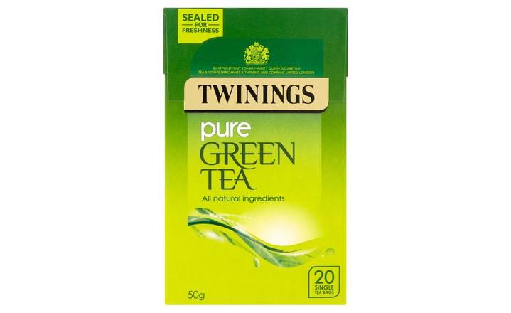Twinings Pure Green Tea 20 Single Tea Bags 50g (358980) 