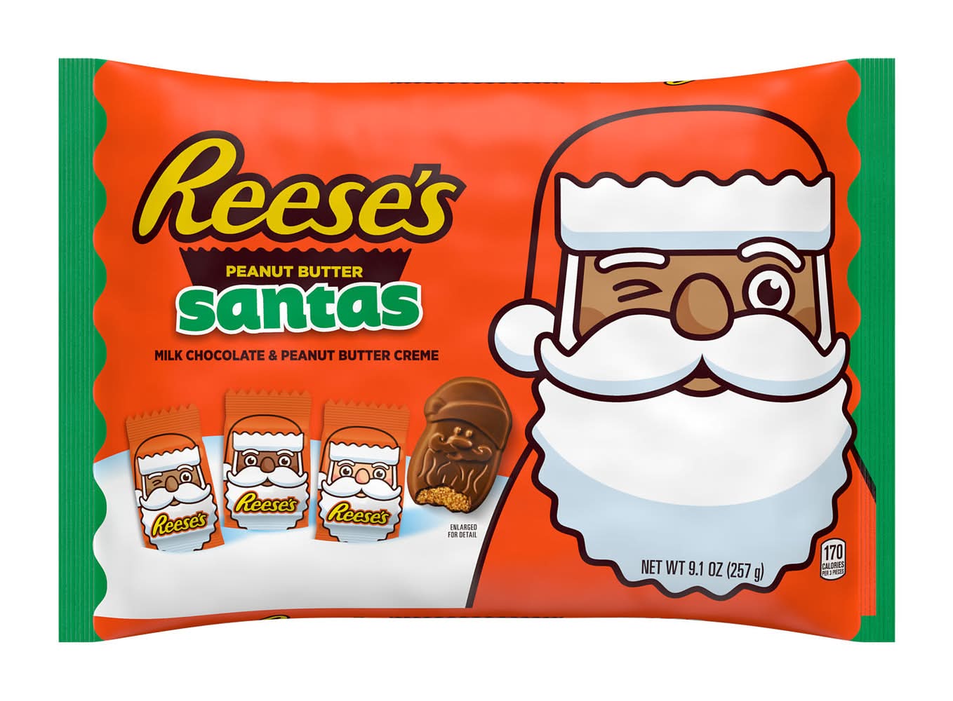 Reese's Milk Chocolate & Peanut Butter Creme Santas Christmas Candy (9.1 oz)
