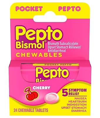 Pepto Bismol Pocket To-Go Chewable Tablets, Cherry Flavor, 24 Tablets/Bottle (00017)