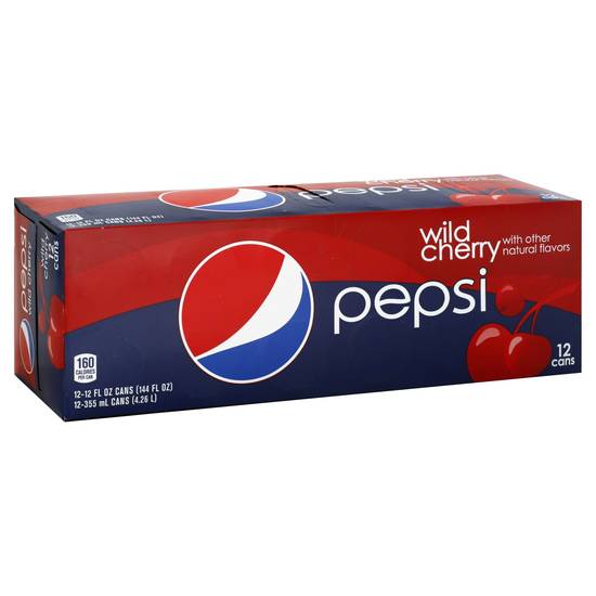 Order Pepsi Cola Soda Wild Cherry Cans (12 oz x 12 ct) food online from Rite Aid store, Shawnee on bringmethat.com
