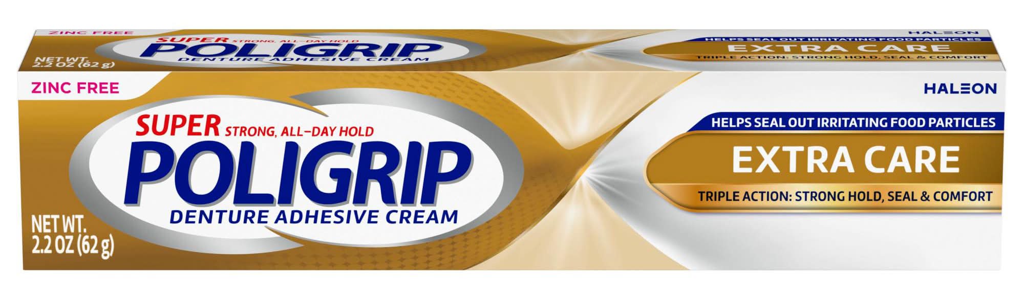 Poligrip Super Extra Care Zinc Free Denture Adhesive Cream (2.2 oz)
