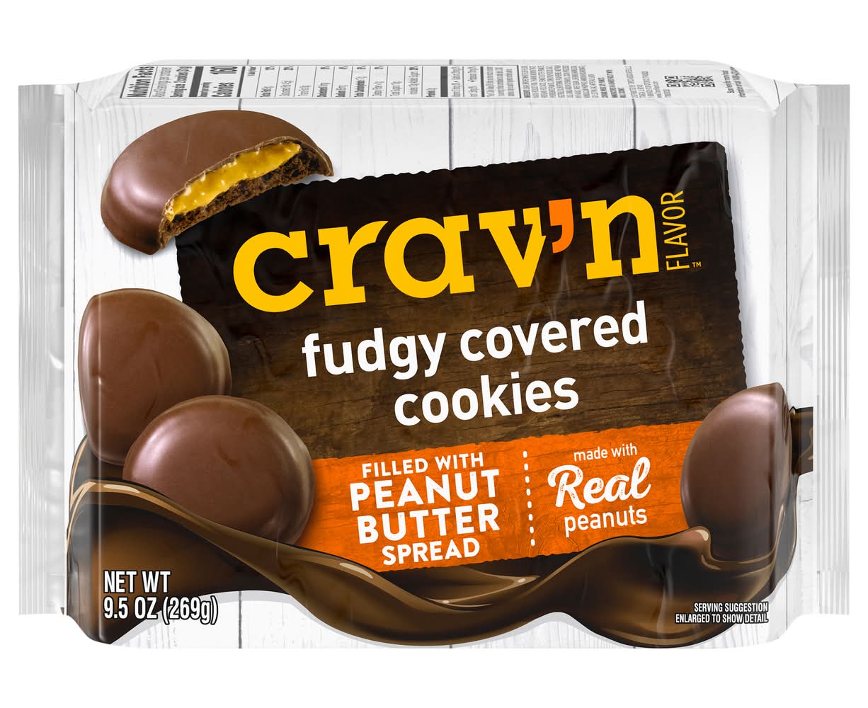 Crav'n Flavor Filled Cookies, Fudge Covered Peanut Butter (9.5 oz)
