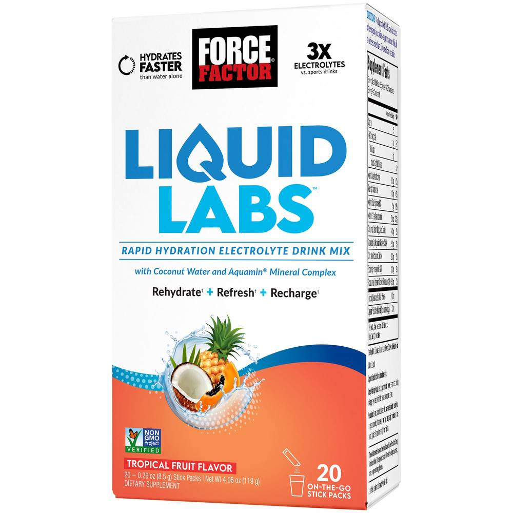 Liquid Labs Energy - Rapid Hydration Electrolyte Drink Mix - Tropical Fruit (20 On The Go Packs)