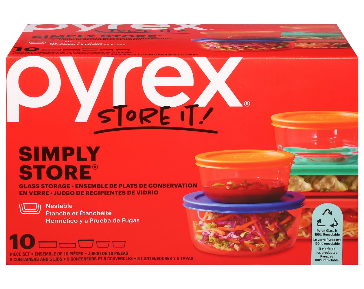 Pyrex Simply Store Glass Food Storage Set, 10 CT (10 ct)