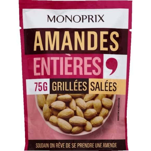 Monoprix Amandes Entières Grillées Et Salées Le Sachet De 75G